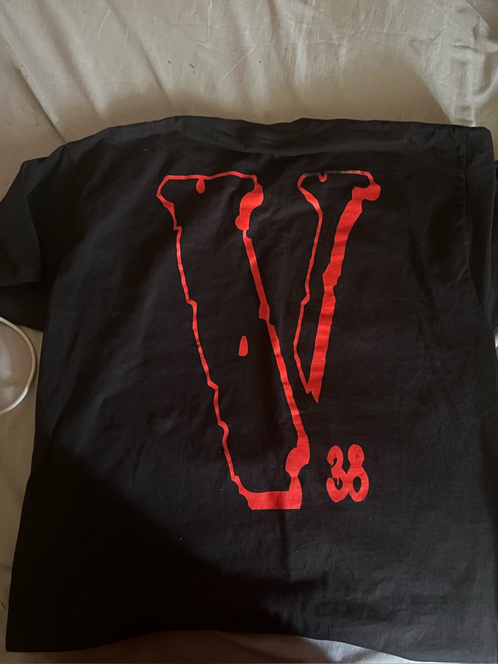 VLONE Black Short-Sleeve Tee with Red Logo Graphic